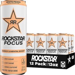 Rockstar Focus White Peach, 12 Cans