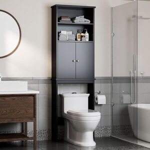 Shintenchi Over Toilet Storage Cabinet, Black
