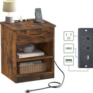 Rustic Side Table with Fast Charging Station