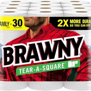 Brawny Tear-A-Square Paper Towels, 12 Rolls
