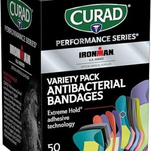 CURAD Performance IRONMAN Antibacterial Bandages, 50 Count