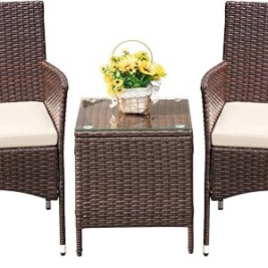 Devoko 3-Piece Patio Rattan Furniture Set
