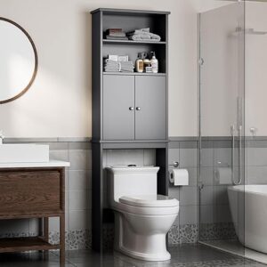 Shintenchi Over Toilet Storage Cabinet, Gray