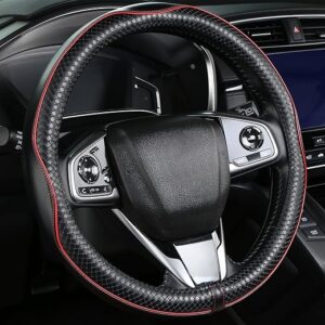 Leather Sports Steering Wheel Cover, 14.5-15 inches