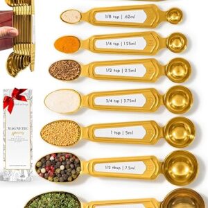 White & Gold Magnetic Measuring Spoons Set