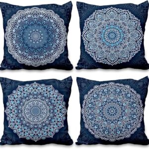 4 Pcs Boho Floral Mandala Pillow Covers
