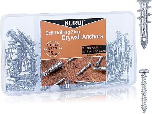 KURUI #8 Zinc Self-Drilling Drywall Anchors Kit