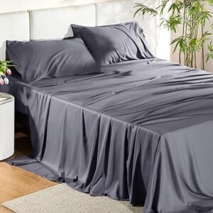 Bedsure Queen Cooling Sheet Set, Dark Grey