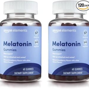Amazon Elements – Melatonin 10mg Gummies, Supports Restful Sleep, Strawberry, 60 Count (Previously Revly) (Pack of 2)