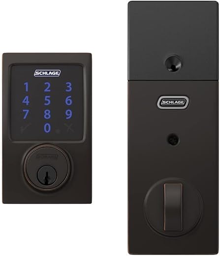 SCHLAGE BE469ZP CEN 716 SCHLAGE Connect Smart Deadbolt With Alarm Inbuilt Century Trim In Aged Bronze
