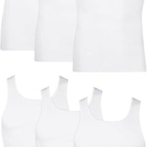 Hanes Men’s Lightweight Cotton Moisture-Wicking Tank Undershirts (6 Pack)