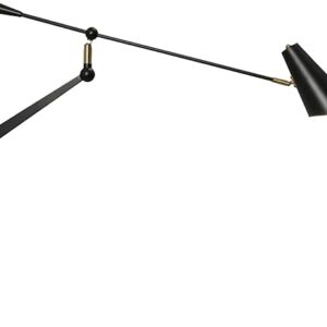 Adjustable Swing Arm Wall Sconce – 360° Rotation & Dual Power Modes (Plug-in/Hardwired), Vintage Industrial Wall Mounted Light with Matte Bl…