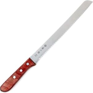 Tojiro Japan Hand Made Bread Knife Slicer Cutter, 14.75″, Stainless and Wood – Reinforced Laminated Material