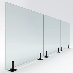 Frameless Glass Railing Panel with 2 Posts – 1/2” Clear Tempered Glass – Install Ready – Suitable for Indoor and Certain Outdoor Applicatio…