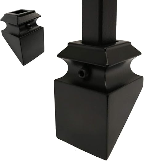 Iron Baluster Slant Shoes (10-Pack) Only for 9/16" Metal Spindles/Balusters - Slant/Angled Shoes (Real Satin Black not Matte or Flat)