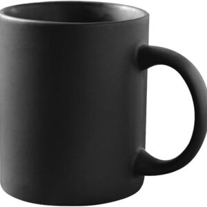 Smilatte 11 oz Matte Black Porcelain Coffee Mug, Classic Ceramic Cup with Hanlde for Latte Cappuccino Tea, Matt Black