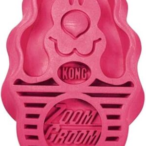 KONG – ZoomGroom – Dog Brush for Grooming and Shampooing – Red Brush for Large Dogs