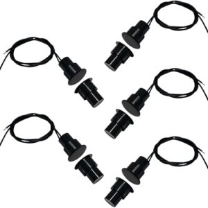 5 Sets Flush Mounted 3/4″ Door Magnetic Contacts Alarm Switch Sensor NC Type (Black)