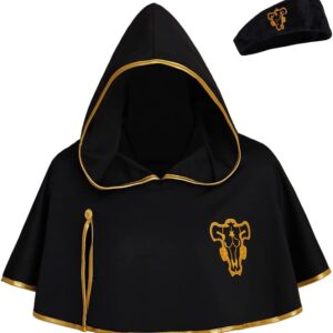 Hooded Black Cloak Robe with Headband