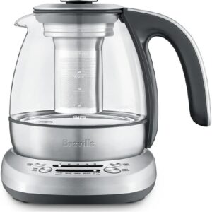 Breville BTM500CLR Tea Maker Compact Infuser and Water Kettle, 34 oz, Brushed Stainless Steel and Glass