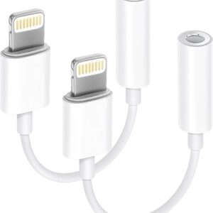 Apple MFi Certified 2 Pack Lightning to 3.5 mm Headphone Jack Adapter for iPhone, iPhone Aux Adapter Converter Dongle Audio Cable Compatible…