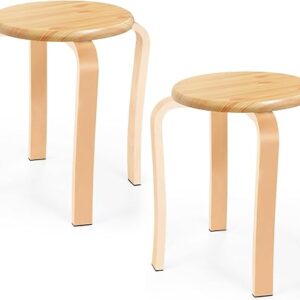 Set of 2 Stackable Wooden Stools