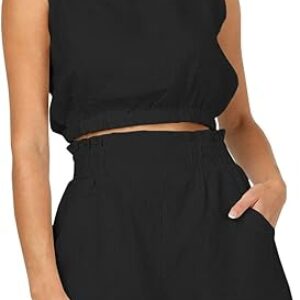 Trendy Queen Womens Summer 2 Piece Outfits Short Sets Matching Sleeveless Tank Top High Waisted Shorts with Pockets