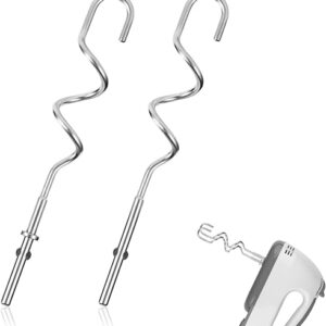 2pcs KHM512 Hand Mixer Dough Hooks Replacement, Stainless Steel Kitchen Dough Mixing Bread Hooks, Hand Mixer Aid Attachments Compatible wit…