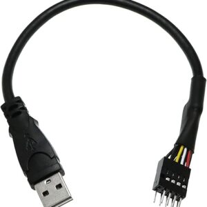 Black 9-Pin USB IDC Male Header to Single USB 2.0 Type A Male Cable 7.8 Inches