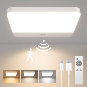 FULEN Motion Sensor Ceiling Light Fixture, Cordless Closet Light Battery Operated, Rechargeable Magnetic Mount LED Shower Light for Bathroom…
