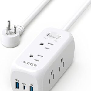 Anker 332 USB C Power Strip, 10ft Extension Cord, Surge Protector with 300J, 6 Outlets, 3-Side Outlet Extender, Designed for iPhone 15/15 Plus/15 Pro/15 Pro Max, Ideal for School, Office,TUV Listed