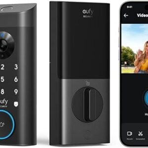 eufy Security Video Smart Lock E330, 3-in-1 Camera+Doorbell+Fingerprint Keyless Entry Door Lock, Smart Built-in Wi-Fi Deadbolt for Front Doo…