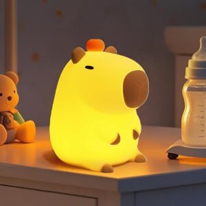 Capybara Little Night Light for Kids, Portable USB Rechargeable Animal Lamps Touch Control Lamp, Silicone Night Light with Timing Function,…