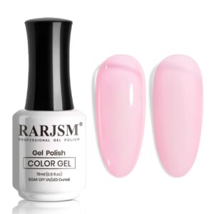 RARJSM Sheer Jelly Gel Polish Clear Pink Gel Nail Polish Transparent Light Pink Pastel Nude Nail Gel Polish Varnish Curing Requires LED UV …