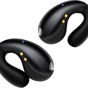 Open Ear Clip on Earbuds, Wireless Bluetooth Secure Fit Comfort Wear Sports Headphones, 30H Long Playtime, LED Power Display Waterproof Earphones for Exercise lovers and Glasses Wearers (Black)