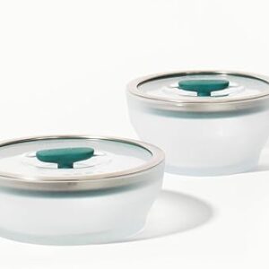 Anyday Cookware Plastic-Free Microwave Dish Starter Set, 2 Microwave-Safe Medium Glass Storage Containers with Lids for Steaming, Roasting,…