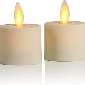 Luminara Flameless LED Tea Light Candle, 1.4″ x 2″, Pack of 2, Pearl Ivory, Real Flame, Battery Operated w/Remote Timer Function, Paraffin …
