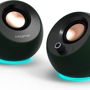 Creative Pebble Pro (Dark Green) Minimalist 2.0 USB-C Computer Speakers with Bluetooth 5.3 and Customizable RGB Lighting, Clear Dialog and BassFle…
