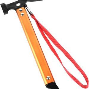 Carbon Steel Aluminum Camping Hammer, 12″ Small Lightweight Three-in-One Functional Tent Stake Hammer for Hiking Kit Orange