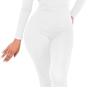 Mizoci Women’s Sexy Bodycon Long Sleeve Crewneck Club Outfits One Piece Jumpsuit Romper