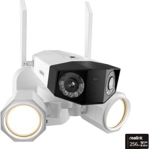 REOLINK Floodlight Camera with 256GB microSD Card Bundle, Duo Floodlight WiFi, 8MP Dual-Lens Camera for Outdoor Security, 5GHz/2.4GHz WiFi, Human/Vehicle/Pet Detection, Local Storage