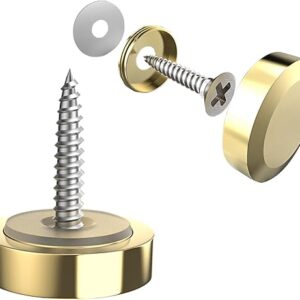 Aopin Mirror Screw Cap, Decorative Screws Cover Fasteners for Sign/Advertising Hardware Nails/Construction, Polished Shiny Gold, Round Beve…