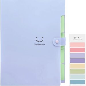 SKYDUE Letter A4 Paper Expanding File Folder Pockets Accordion Document Organizer (Purple)