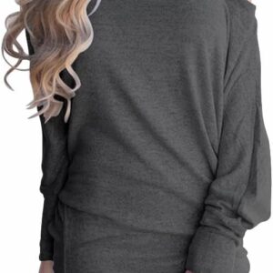 Lacozy Women’s Off Shoulder Long Sleeve Oversized Pullover Sweater Knit Jumper Loose Tunic Tops