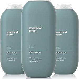Method Men Body Wash, Sea + Surf, Paraben and Phthalate Free, 18 FL Oz (Pack of 3),Softening