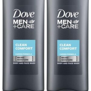 Dove Men Care Body and Face Wash, Hydrating Clean Comfort, 250 ml (8.5 fl oz), Value Bundle – Pack of 2