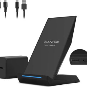 NANAMI 30W Max Wireless Charger,Qi Certified Fast Charging Stand With USB-A Port Compatible iPhone 16/15/14/13/12/11,Phone Charger for Sams…