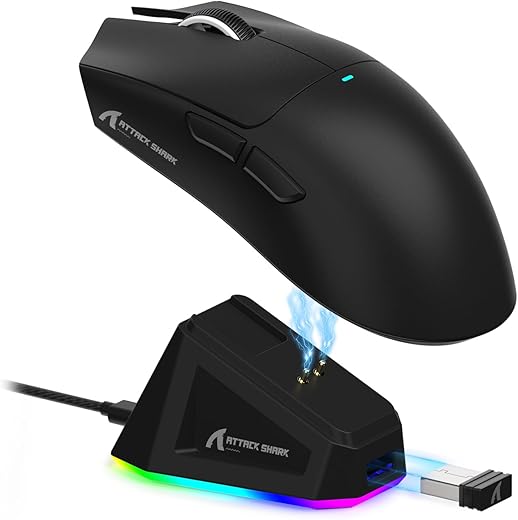 ATTACK SHARK X11 Lightweight Wireless Gaming Mouse with RGB Charging Dock,Tri-Mode-2.4G/USB-C Wired/BT,22K DPI,PAW3311 Optical Sensor,HUYU Switch,...