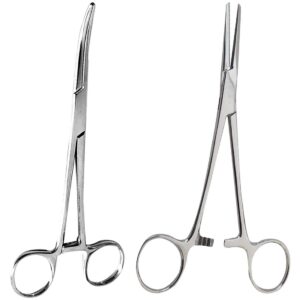 SURGICAL ONLINE 2-Piece Curved & Straight 7″ Hemostat Set – Stainless Steel Locking Tweezer Clamps – Ideal Hemostats for Nurses, Fishing Fo…