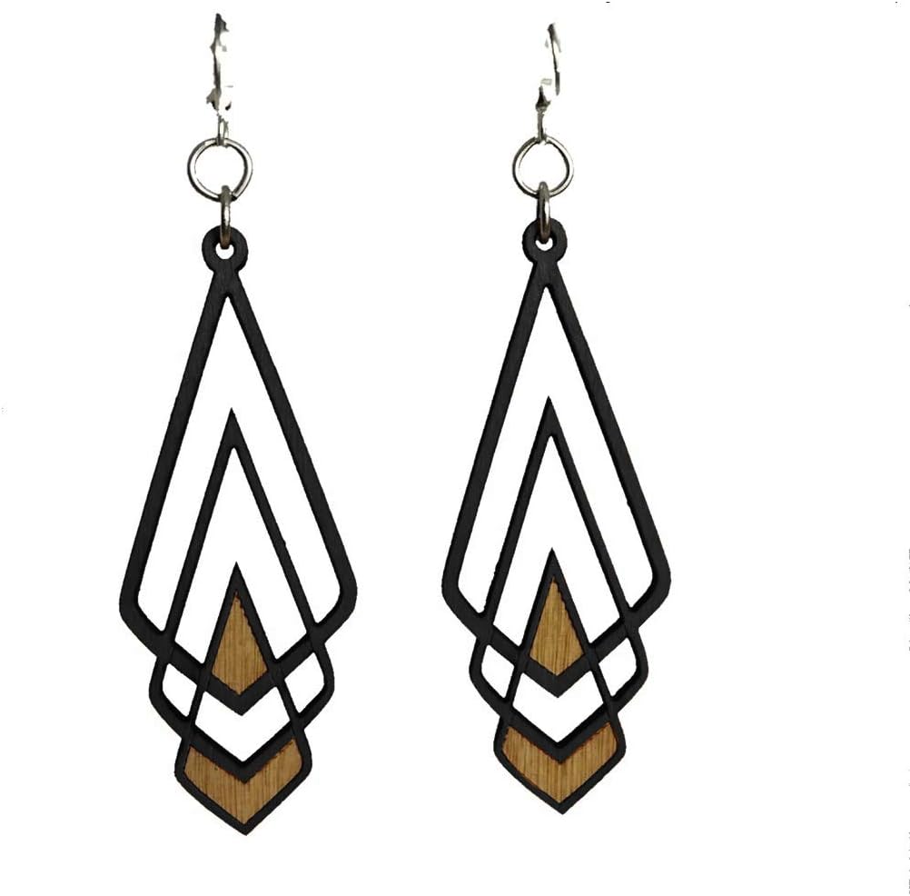 Chevron Deco Earrings # 1039 Black Satin